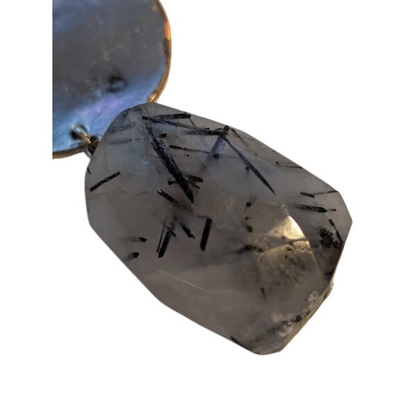 Lydell N.Y.C. Silver Tone Rutilated Quartz Shell Disk Rolo 18" Chain Necklace - Picture 11 of 16